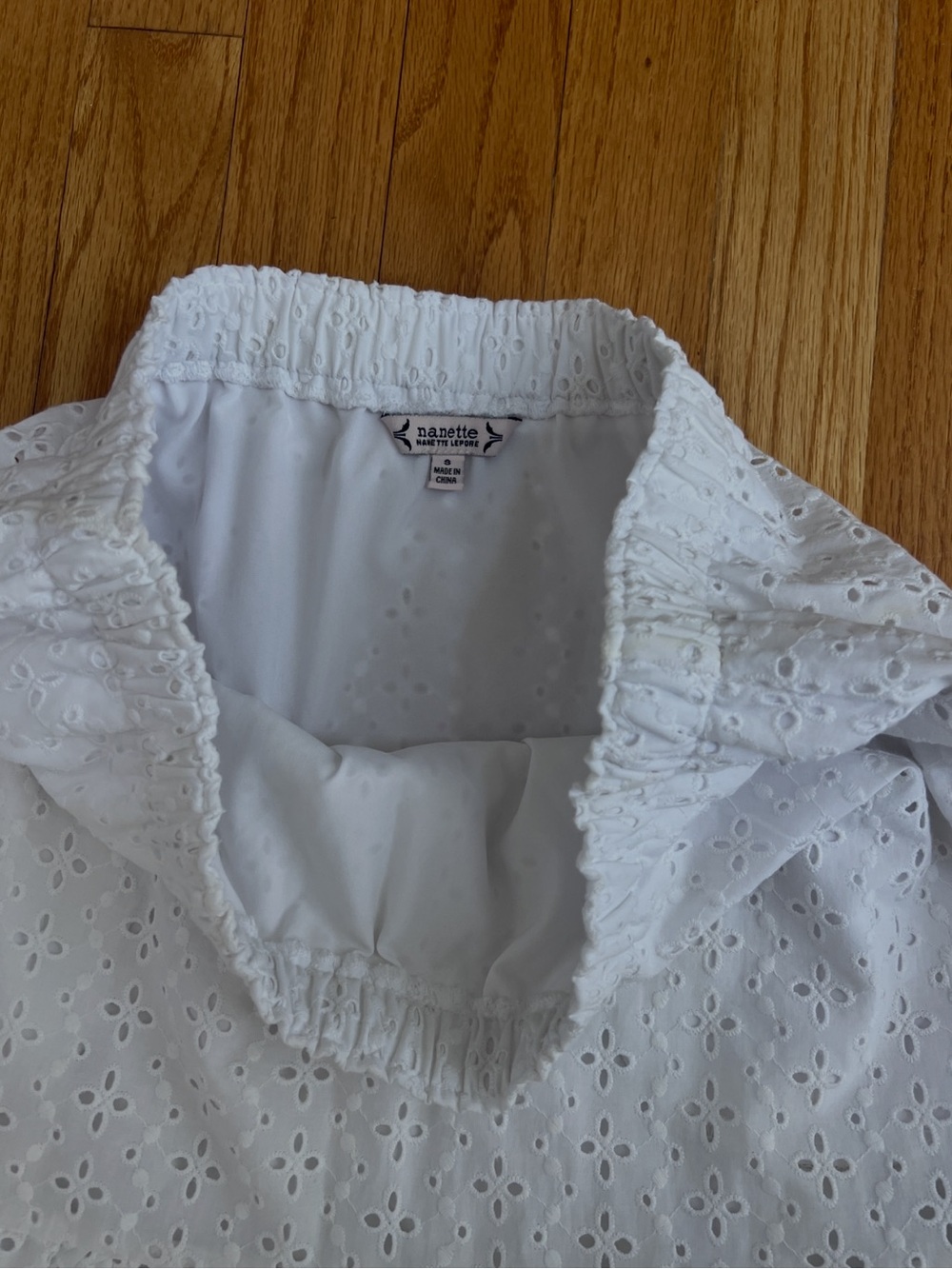 White Cotton Eyelet Tiered Midi Skirt - Lightweight Summer Essential - Picture 5 of 5